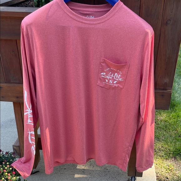 Salt Life Men's Long Sleeve Swim Tee - Coral - Picture 1 of 9